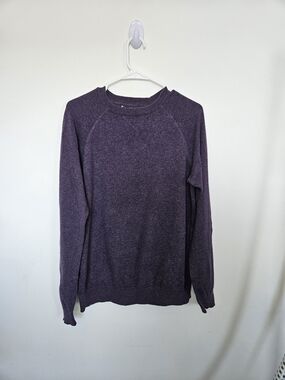 Men's Heathered Purple Long Sleeve Crew Neck Knit Sweater Medium🔥